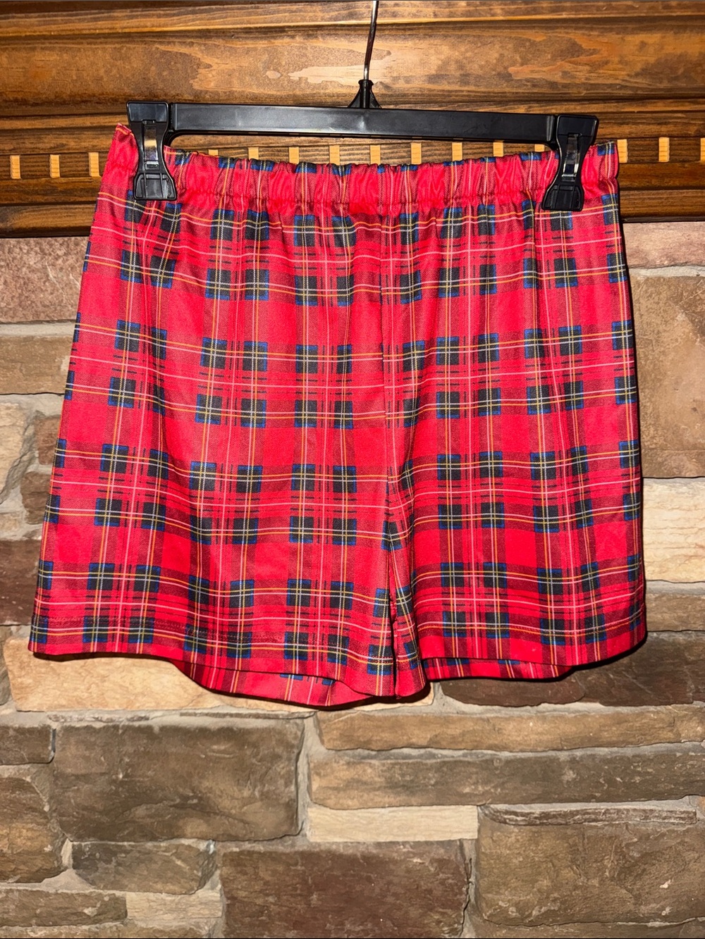 Undercover Red Plaid Elastic-Waist Sleep Shorts